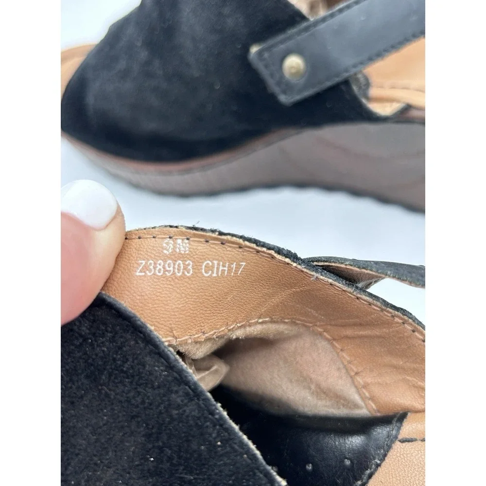 b.o.c Women's Black Suede Slingback Wedge Clog Sandals Size 9M Summer Ready